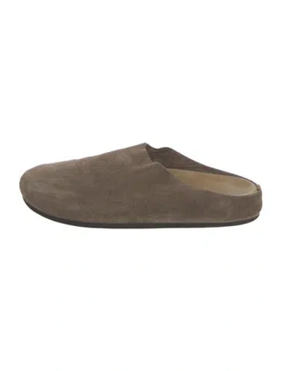 Pre-owned The Row Hugo Suede Slides In Gray