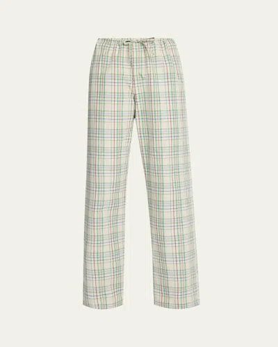 The Row Hypnosta Plaid Drawstring Pants In Ivorygreen