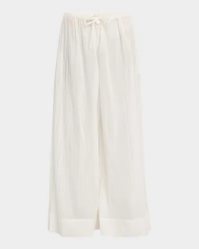 The Row Hypnosta Pleated Cotton Wide-leg Drawstring Pants In White