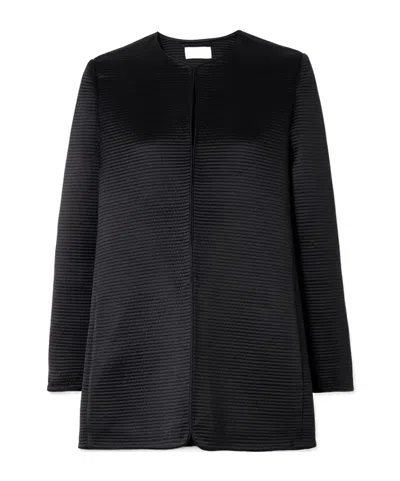 The Row Iben Topstitched Silk-satin Jacket In Black