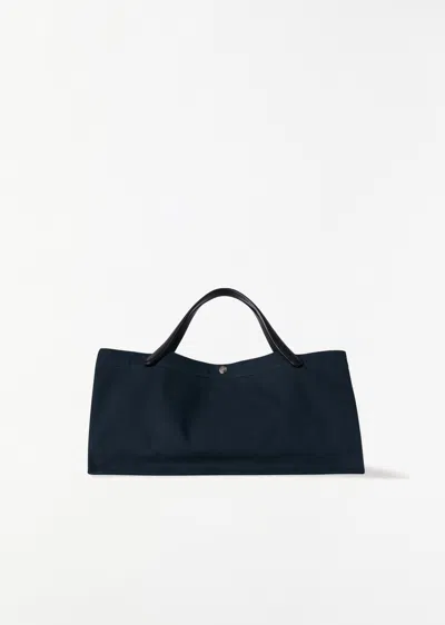 The Row Idaho Canvas Tote Bag In Dark Navy / Black