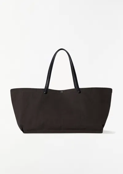 The Row Idaho Canvas Tote Bag, Extra-large In Dark Brown / Black