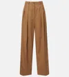 The Row Igor Cotton And Cashmere Wide-leg Pants In Brown