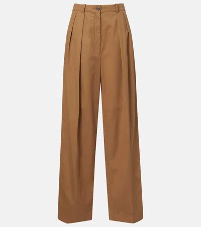 The Row Igor Cotton And Cashmere Wide-leg Pants In Brown