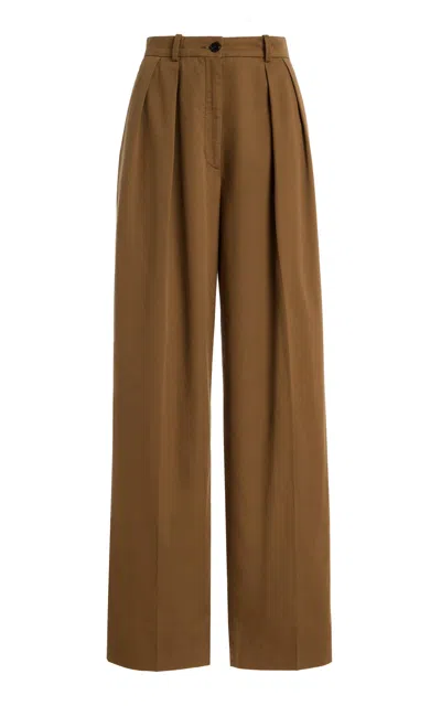 The Row Igor Cotton-blend Straight-leg Pant In Brown