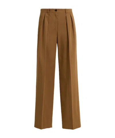 The Row Igor Cotton Wide Leg Pants In Brown