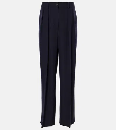 The Row Igor Low-rise Wool Wide-leg Pants In Dark Navy