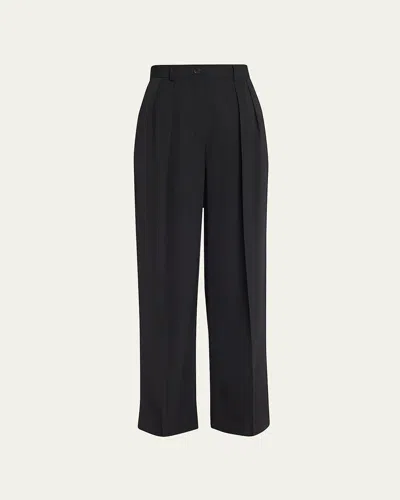 The Row Igor Pleated Straight-leg Pants In Black