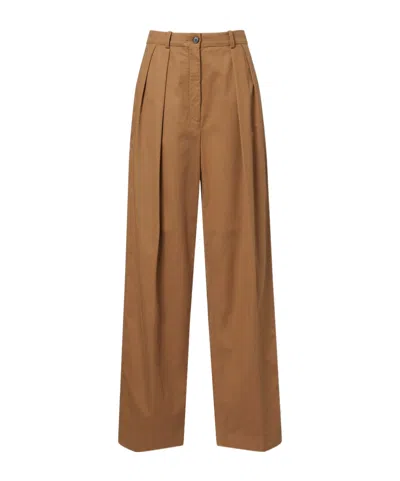 The Row Igor Cotton And Cashmere-blend Gabardine Wide-leg Pants In Brown