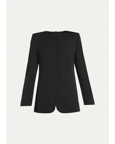 The Row Ihami Single-breasted Wool Collarless Jacket In Black