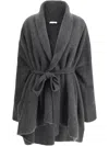 The Row Waist Belted Shawl Lapels V-neck Coat In Grey