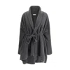 The Row Waist Belted Shawl Lapels V-neck Coat In Grey