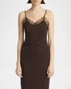 The Row Ikee Lace-trim Rib Tank Top In Dark Oak