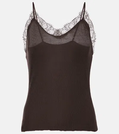 The Row Ikee Silk-blend Tank Top In Brown