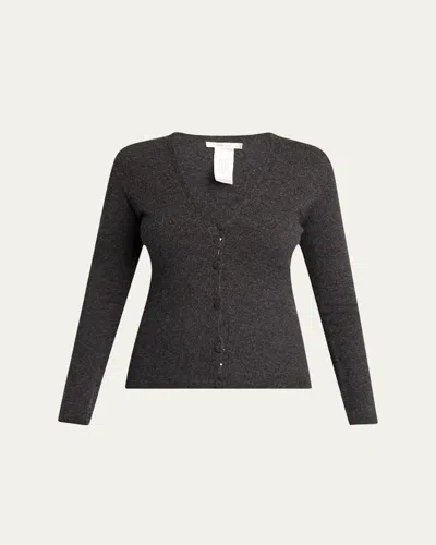 The Row Imperia V-neck Cashmere Cardigan In Enzyme Black