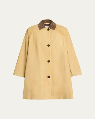 The Row Ina Corduroy Collar Single-breasted Car Coat In Brown
