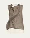 The Row Inawa Draped Layered Sleeveless Top In Brown
