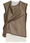 The Row Inawa Gathered Cotton-organza Top In Brown
