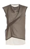 The Row Inawa Draped Layered Sleeveless Top In Brown