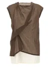 The Row Inawa Draped Layered Sleeveless Top In Brown