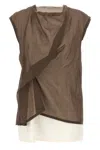 The Row Inawa Gathered Cotton-organza Top In Brown