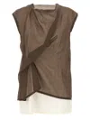 The Row Inawa Draped Layered Sleeveless Top In Brown