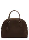 The Row India Zip Top-handle Bag In Nubuck Leather In Dark Brown