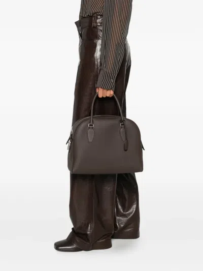 The Row India 12.00 Top-handle Bowling Bag In Leather In Brown