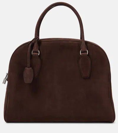 The Row India 12.00 Suede Tote Bag In Dark Mocha Ans