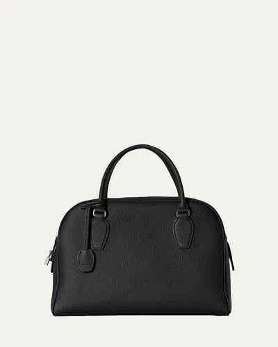 The Row India 12.00 Top-handle Bowling Bag In Leather In Black