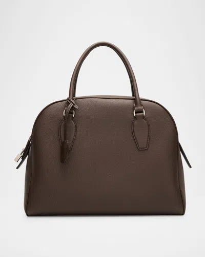 The Row India 12.00 Top-handle Bowling Bag In Leather In Brown