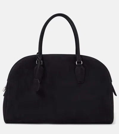 The Row India 15.75 Suede Tote Bag In Black Ans