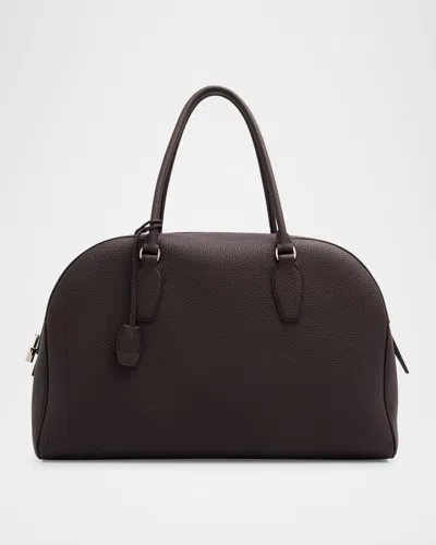 The Row India 15.75 Top-handle Bag In Matte Grained Calfskin In Wood Brown