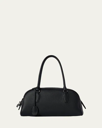The Row India East-west Leather Bowling Shoulder Bag In Black