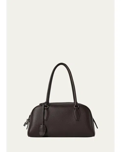 The Row India East-west Leather Bowling Shoulder Bag In Brown