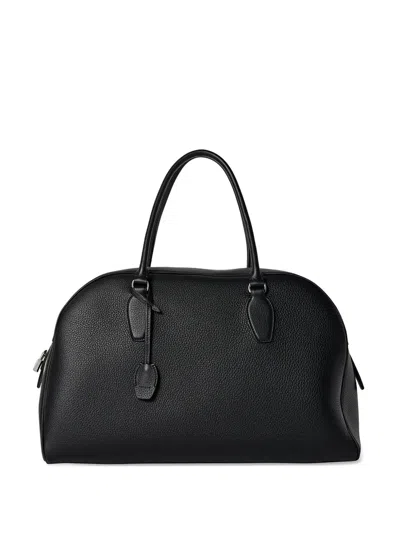 The Row India Leather Tote Bag In Black