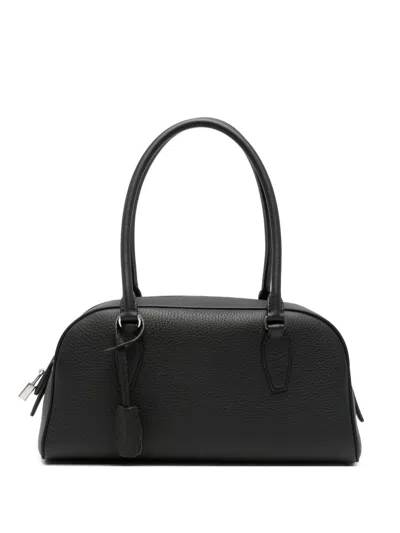 The Row India Small Leather Shoulder Bag In Black