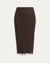 The Row Indira Lace-trim Rib Midi Pencil Skirt In Dark Oak