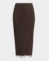 The Row Indira Lace-trim Rib Midi Pencil Skirt In Dark Oak