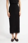 The Row Indira Lace Trim Rib Silk Blend Skirt In Black