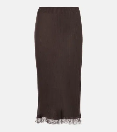 The Row Indira Silk-blend Midi Skirt In Brown