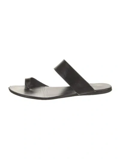Pre-owned The Row Infradito Leather Slides In Black