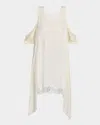 The Row Ingram Lace Cold-shoulder Shift Mini Dress In Ivory