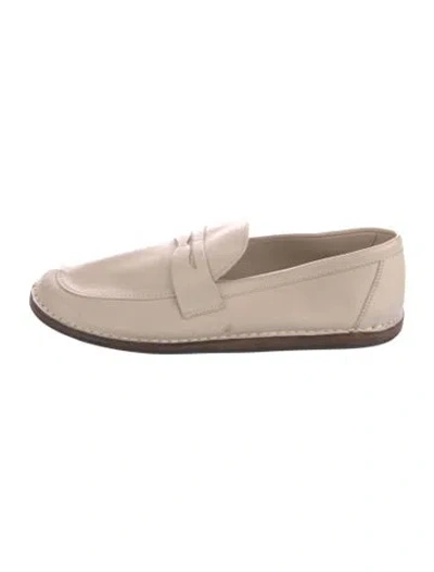 Pre-owned The Row Interlocking Cc Logo Leather Loafers In Neutral