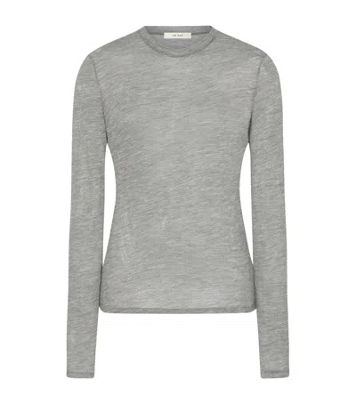 The Row Inverness Cashmere Long-sleeve T-shirt In Gray