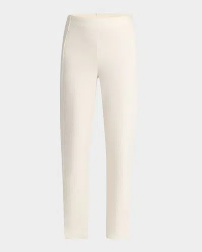 The Row Iola Cashmere Knit Straight-leg Pants In Off White