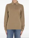 The Row Long-sleeved Polo Shirt With Sheer Finish In Brown
