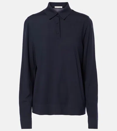 The Row Ipanelli Wool Polo Sweater In Blue
