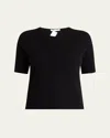 The Row Ipar Short Sleeve Cashmere Top In Black