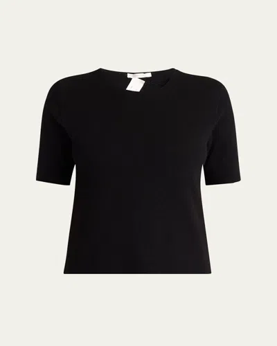 The Row Ipar Short Sleeve Cashmere Top In Black